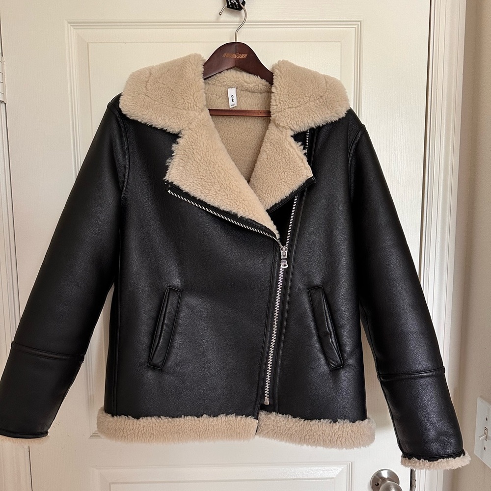 Mango Women's Oversized Faux Shearling-Lined Jacket Size S